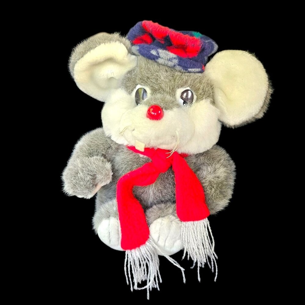 VTG Christmas Rudolph Mouse Stuffed Animal Plush Squeaker Ear Target Dayton 12"